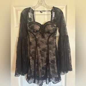 Elegant Black Lace Dance Costume